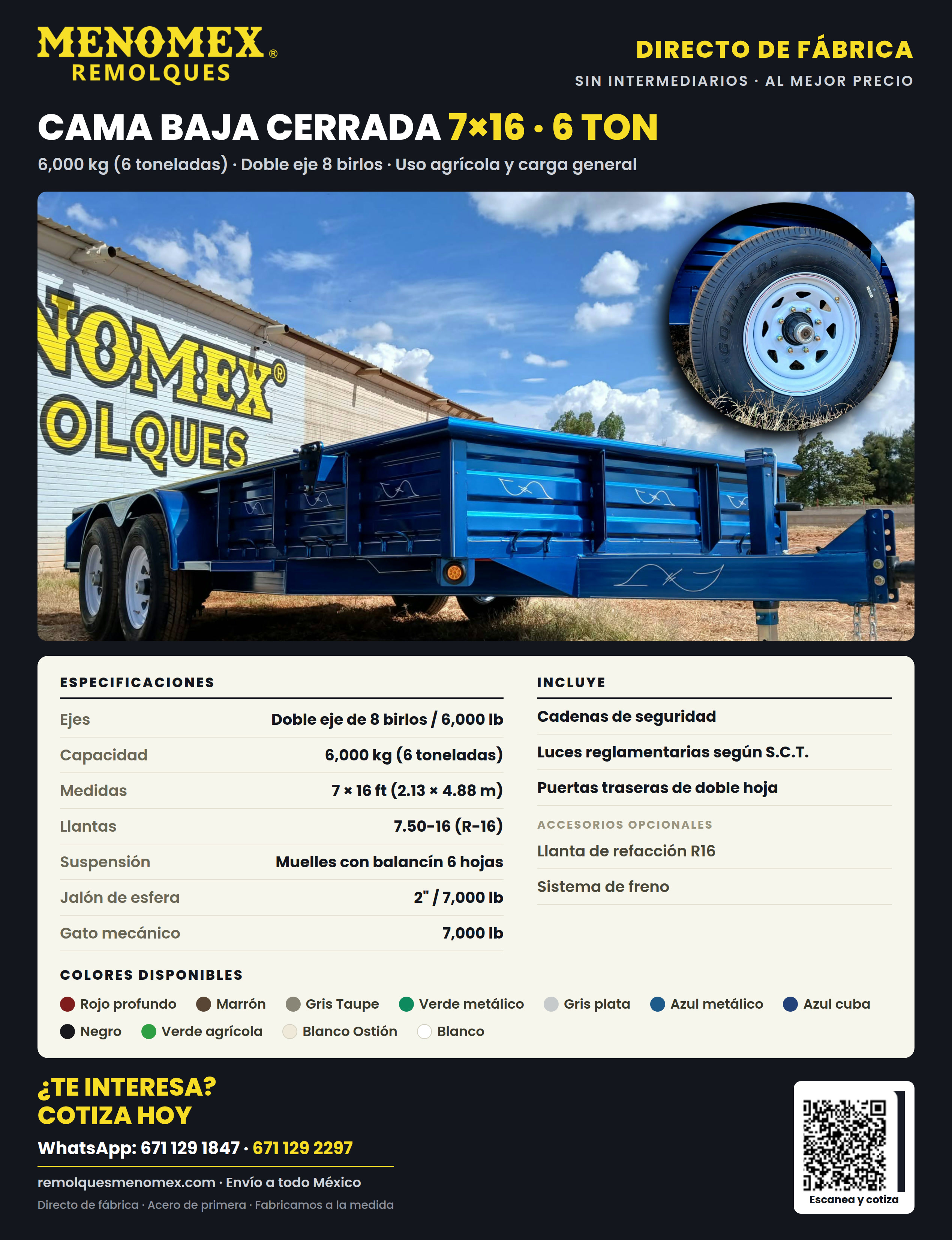 Cama Baja Cerrada 8 Birlos 7x16